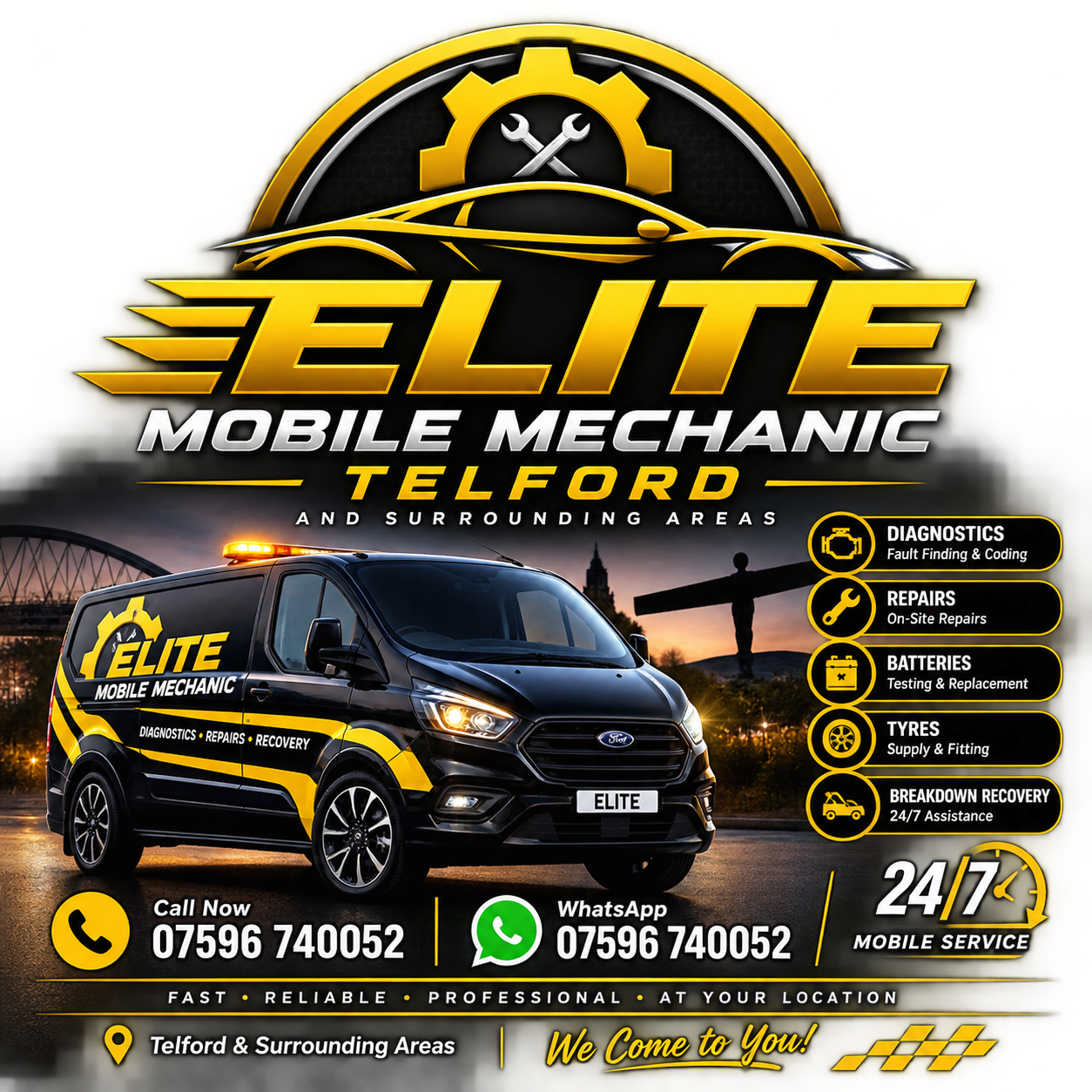 Elite Mobile Mechanic Telford branding